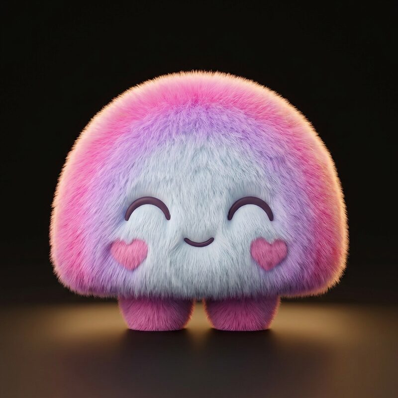 floof, a pink fluffy creature